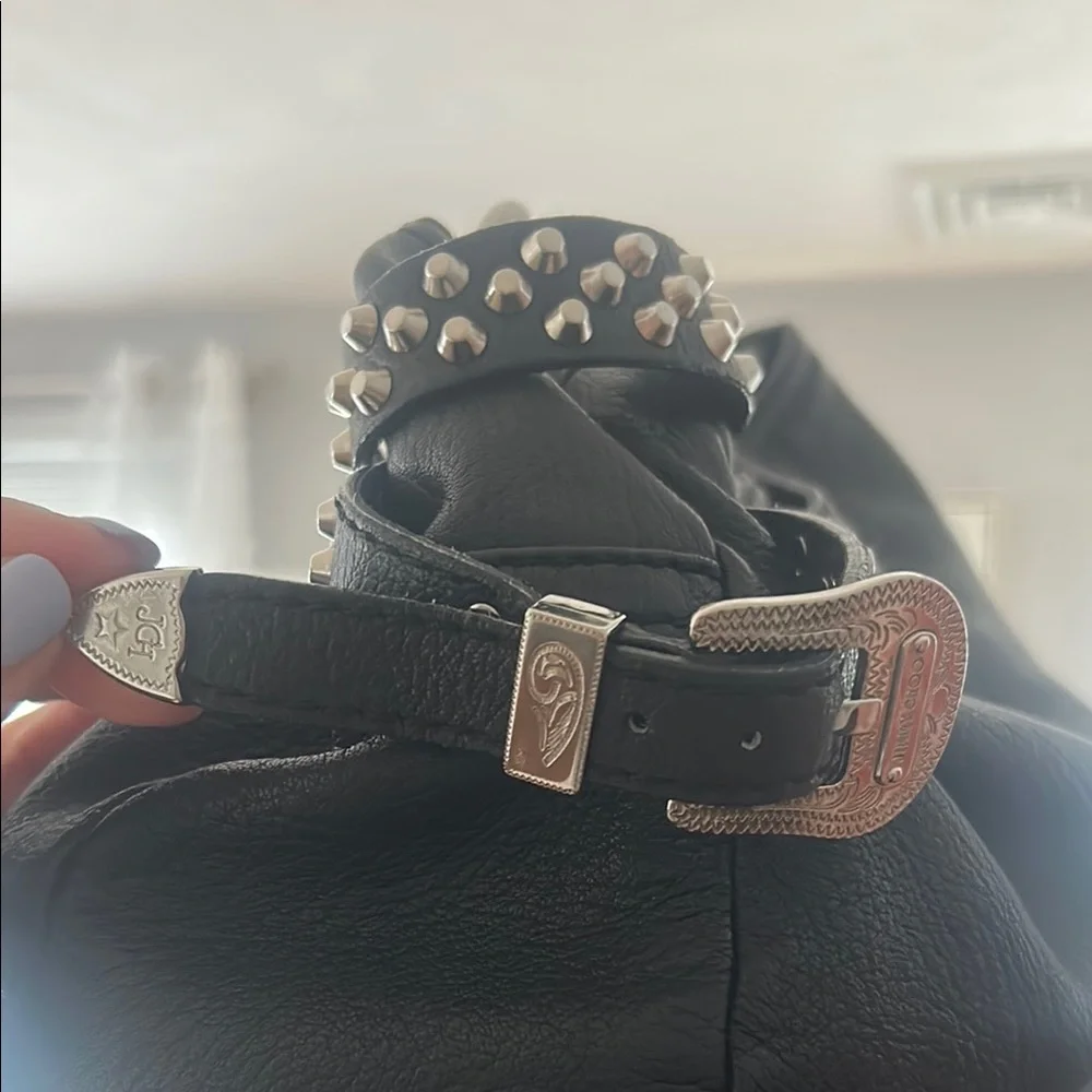 Jimmy Choo Authentic‎ Sky Black Leather Hobo